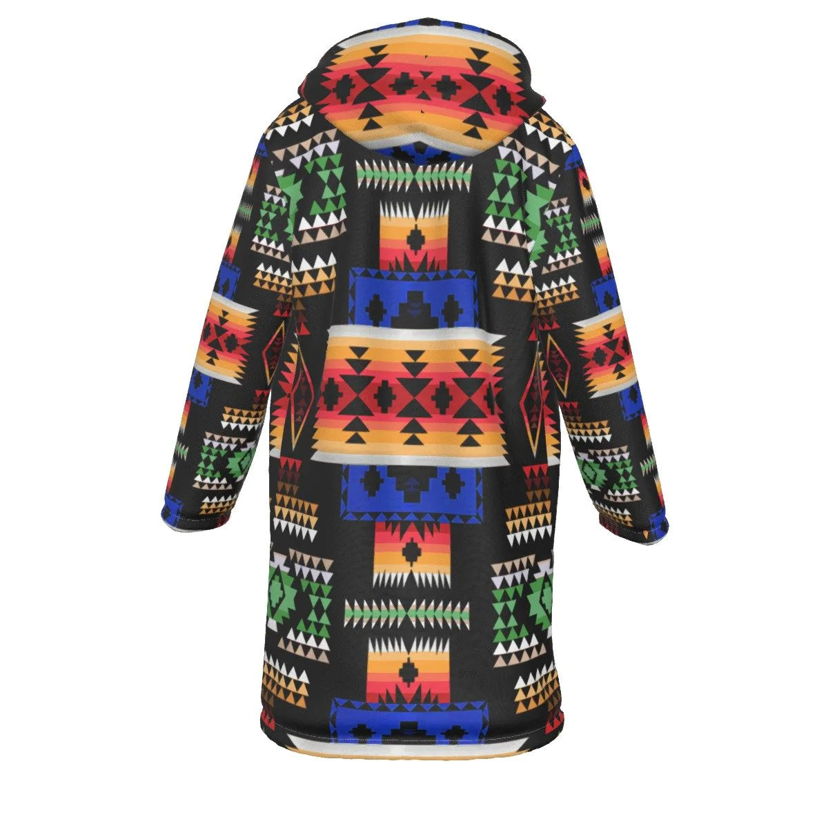 Native American Culture Pattern Horn Button Long Fleece Windbreaker