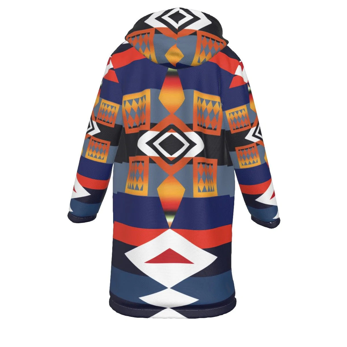 Native American Shape Horn Button Long Fleece Windbreaker NBD