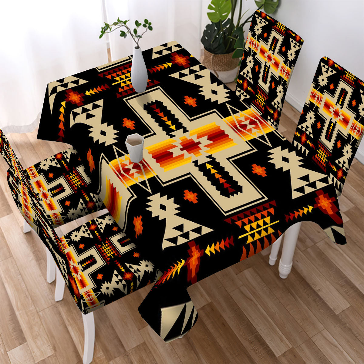 Black Tribe Design Native American Tablecloth - Chair cover NBD