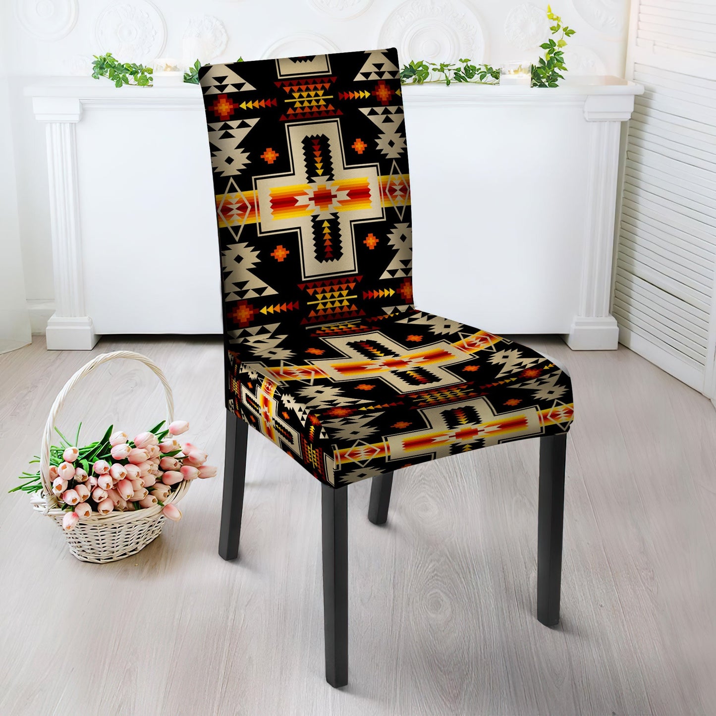 Black Tribe Design Native American Tablecloth - Chair cover NBD