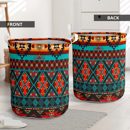 Dark Brown Red Pattern Laundry Basket NBD