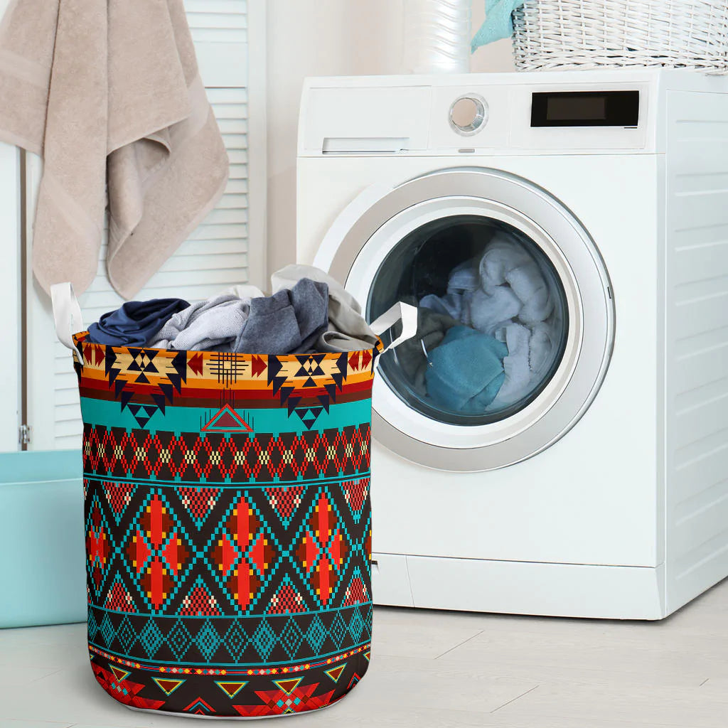 Dark Brown Red Pattern Laundry Basket NBD