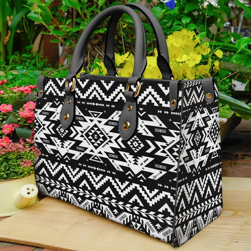 Black Pattern Native Leather Bag NBD - Native Heritage Store