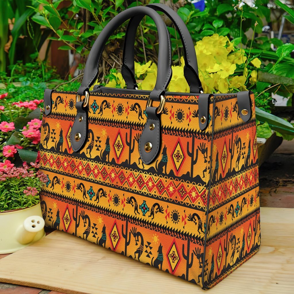 Kokopelli Myth Yellow Native Leather Bag NBD