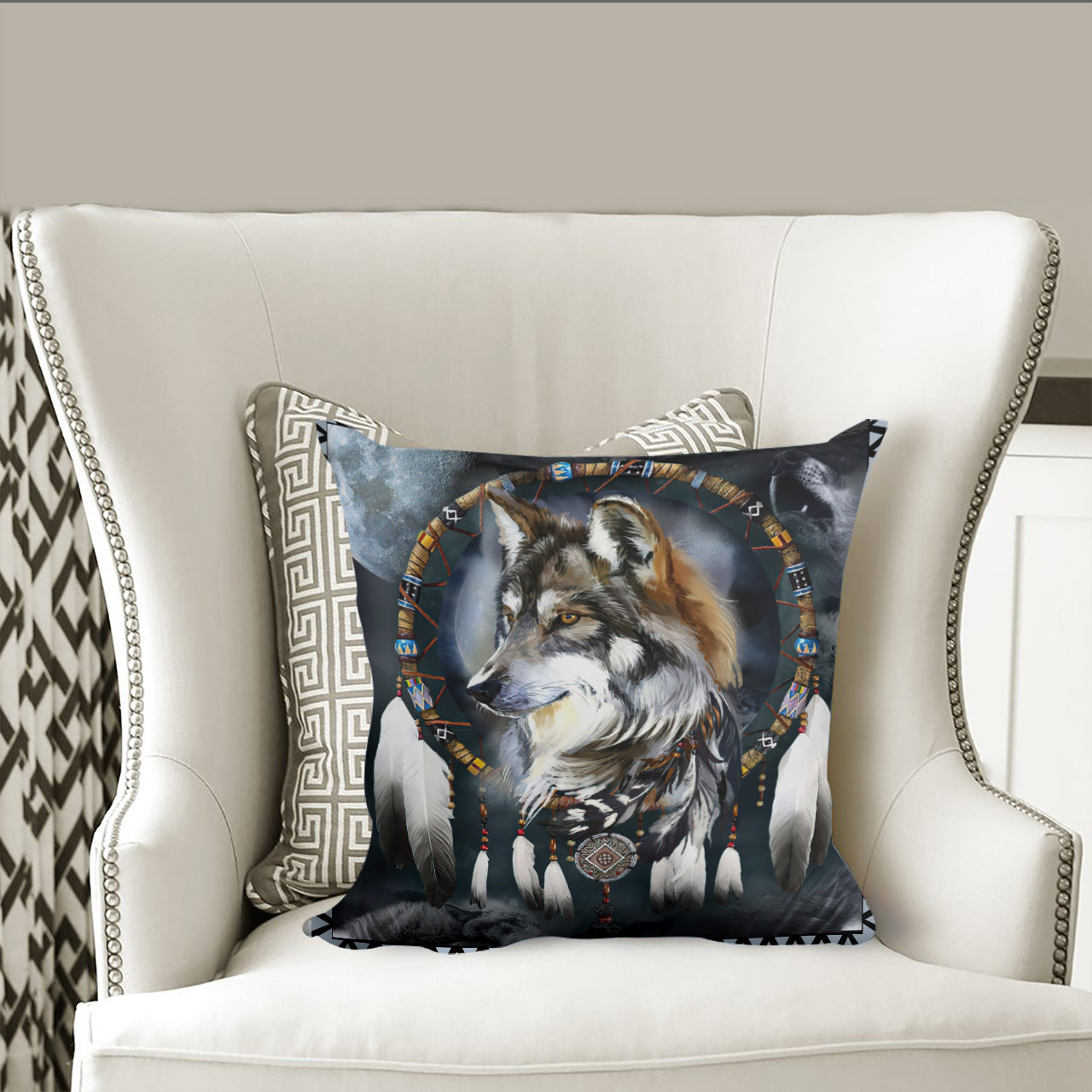 Wolf Native American Pillow Cover WCS Native Heritage Store