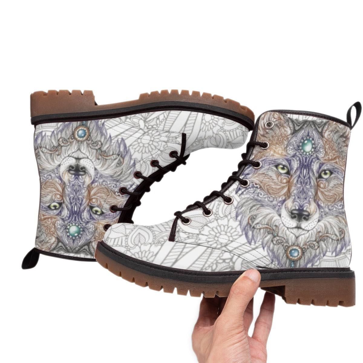 Wolf Feather Leather Martin Short Boots NBD