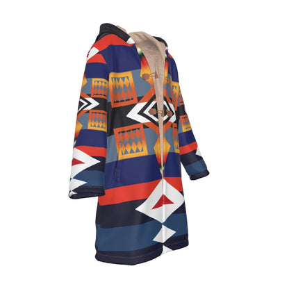 Native American Shape Horn Button Long Fleece Windbreaker NBD