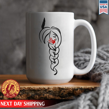 I Wear Red For My Sister, No More Stolen Sisters, MMIW Indigenous Ceramic Coffee Mug