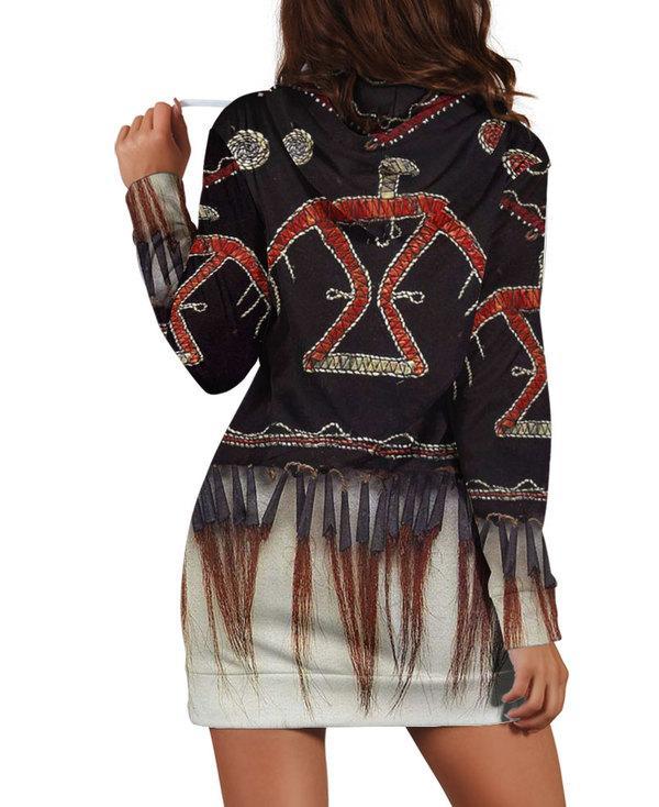 Black Pattern Hoodie Dress