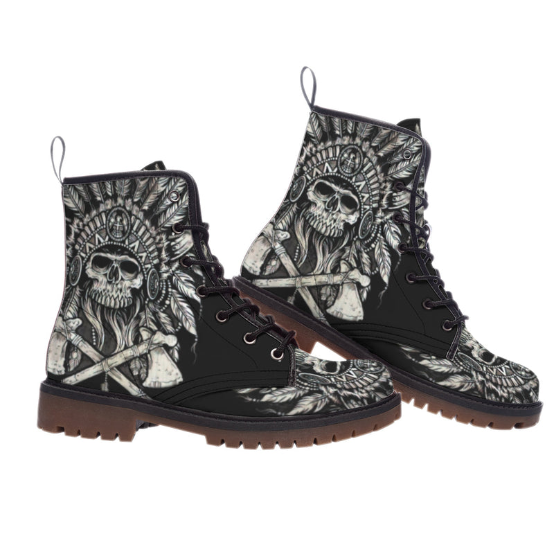 Skull Native  Leather Martin Short Boots NBD