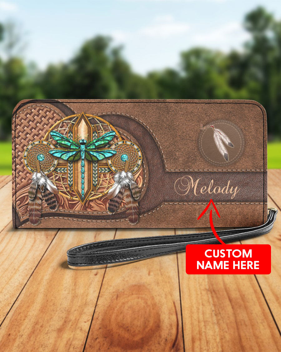 CUSTOM NAME HERE - Native American Wolves Womens Clutch Purse 04 NBD
