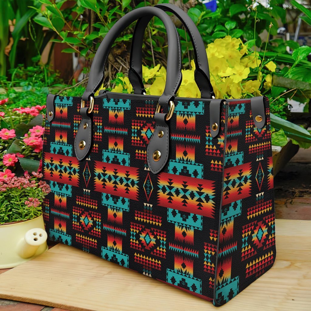 Black Native Tribes Pattern Leather Bag NBD