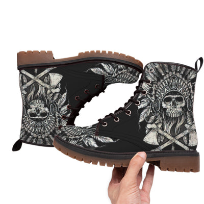 Skull Native  Leather Martin Short Boots NBD