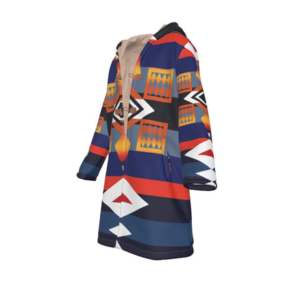 Native American Shape Horn Button Long Fleece Windbreaker NBD
