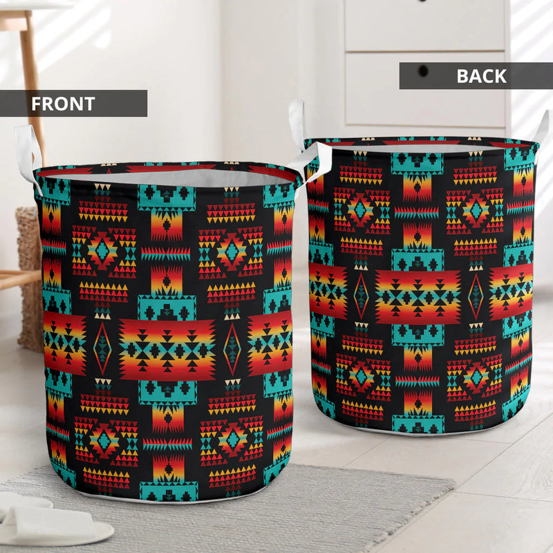 Black Native Tribes Pattern Laundry Basket 13 NBD