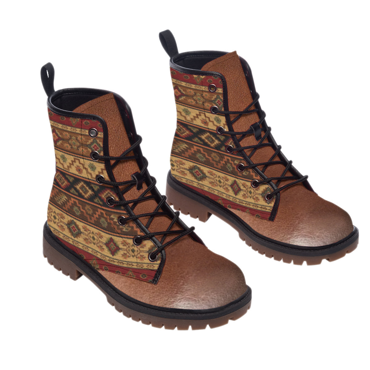 Brown Pattern Native  Leather Martin Short Boots NBD