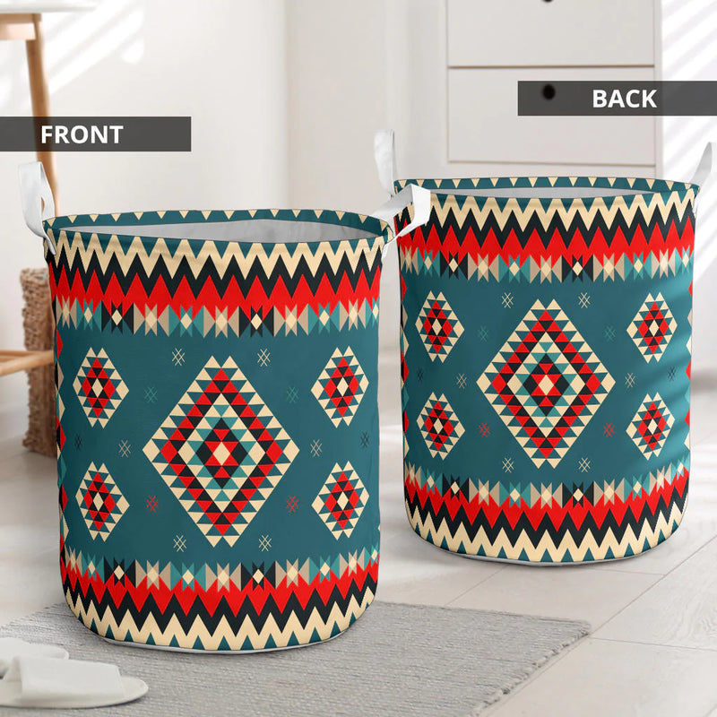 Ethnic Geometric Red Pattern Laundry Basket NBD