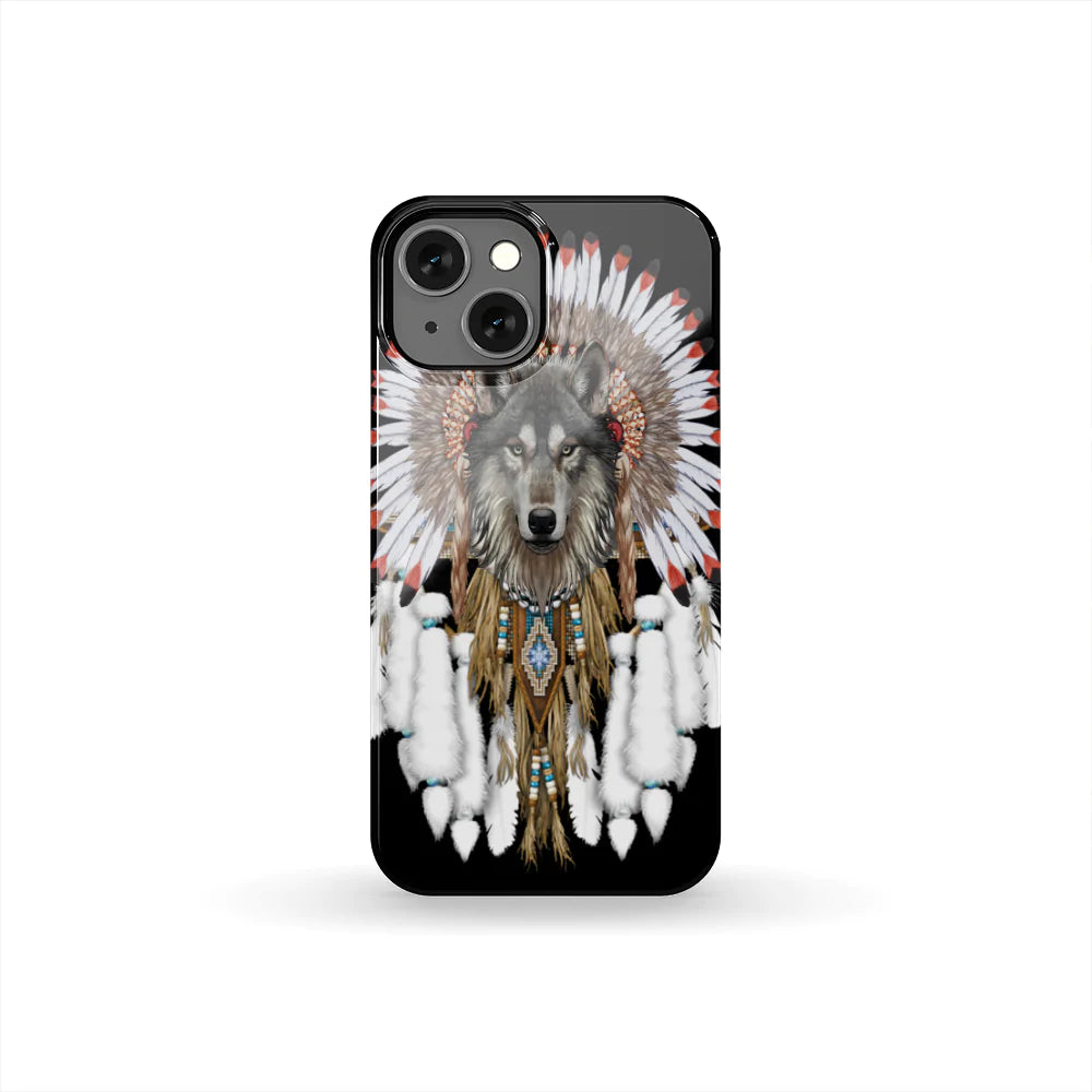 Wolf With Feather Headdress Phone Case NBD