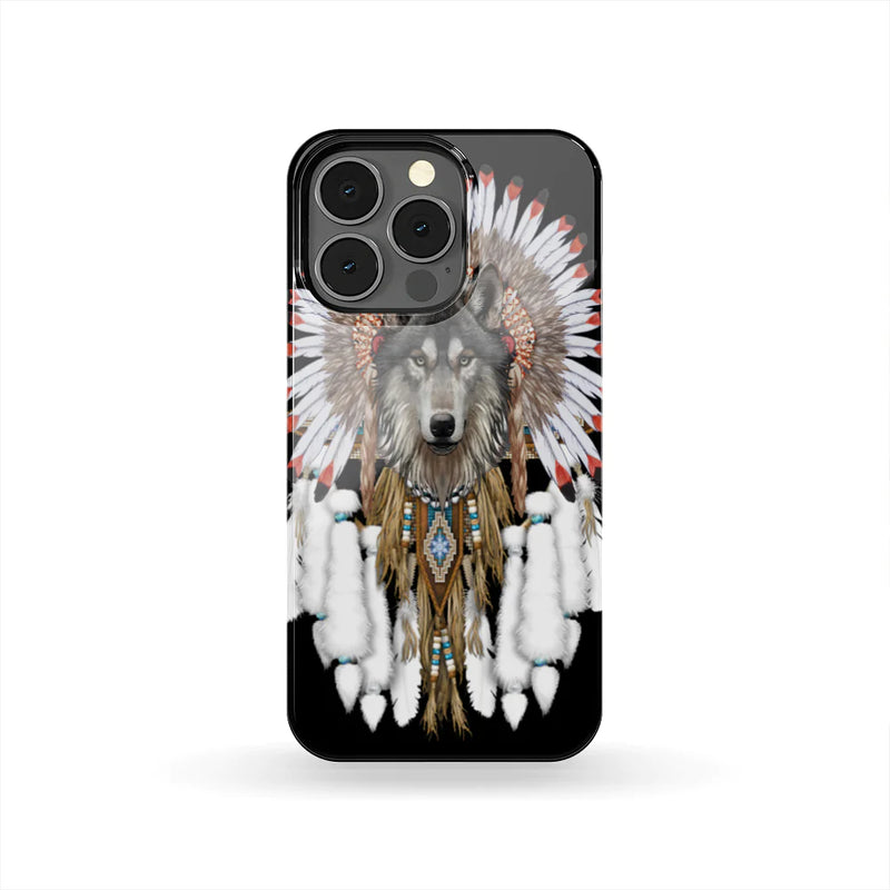 Wolf With Feather Headdress Phone Case NBD