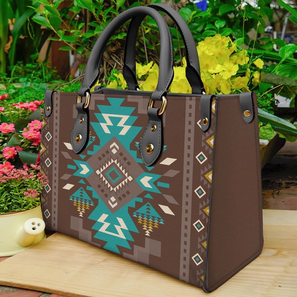 Blue Pattern Brown Bathroom Leather Bag NBD