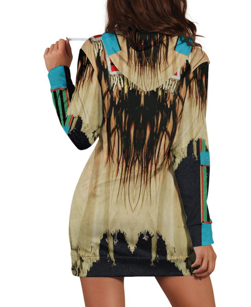 Native Patterns Pale Yellow Hoodie Dress