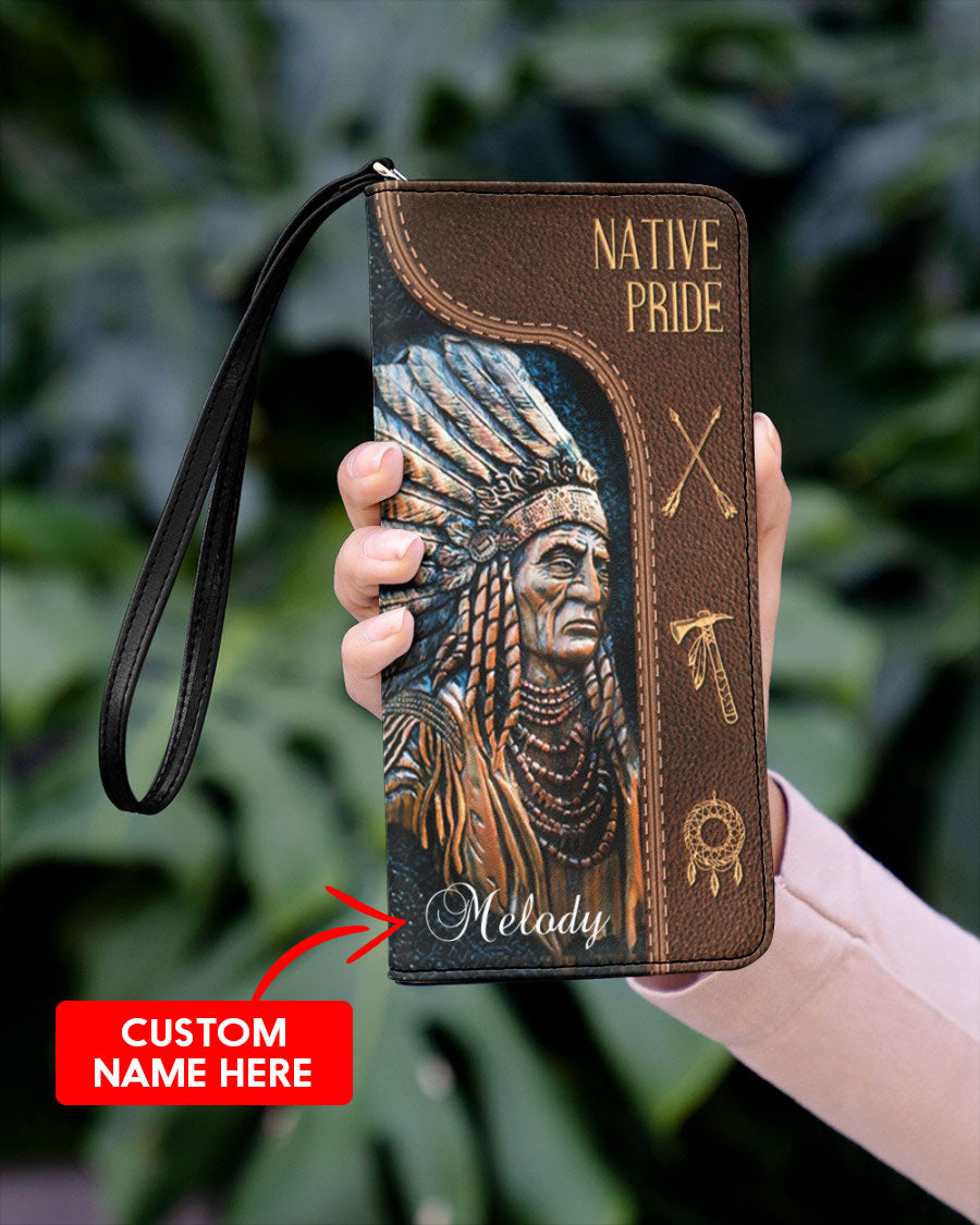 CUSTOM NAME HERE - Native American Wolves Womens Clutch Purse 10 NBD