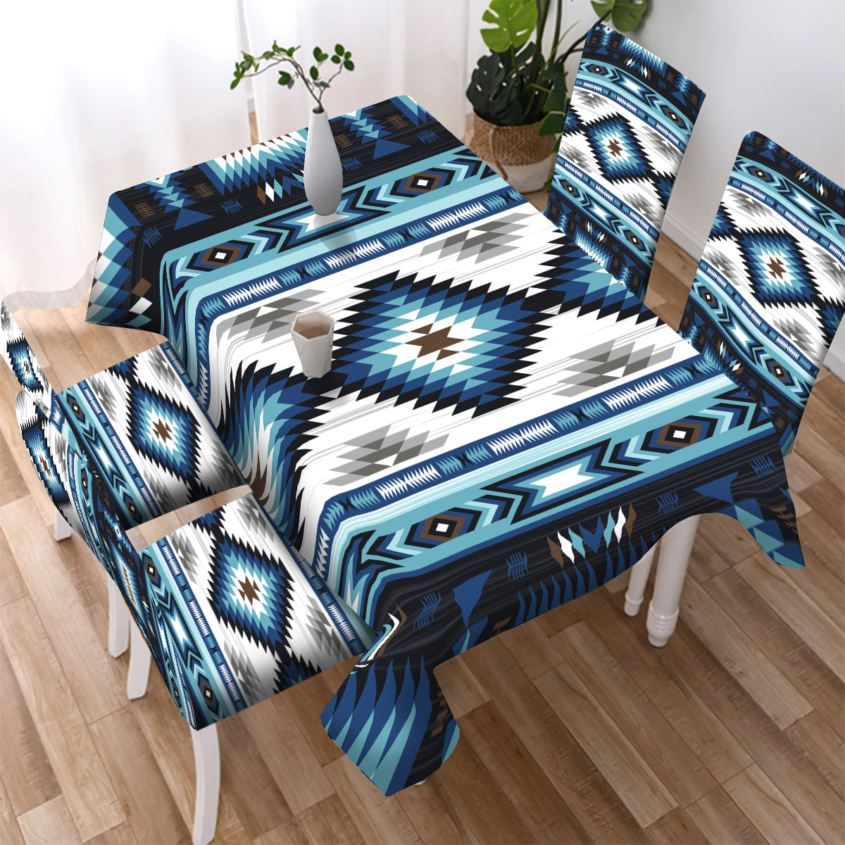 Native Chair Covers Blue Tribe Design Native American Tablecloth - Chair cover NBD – Native ...
