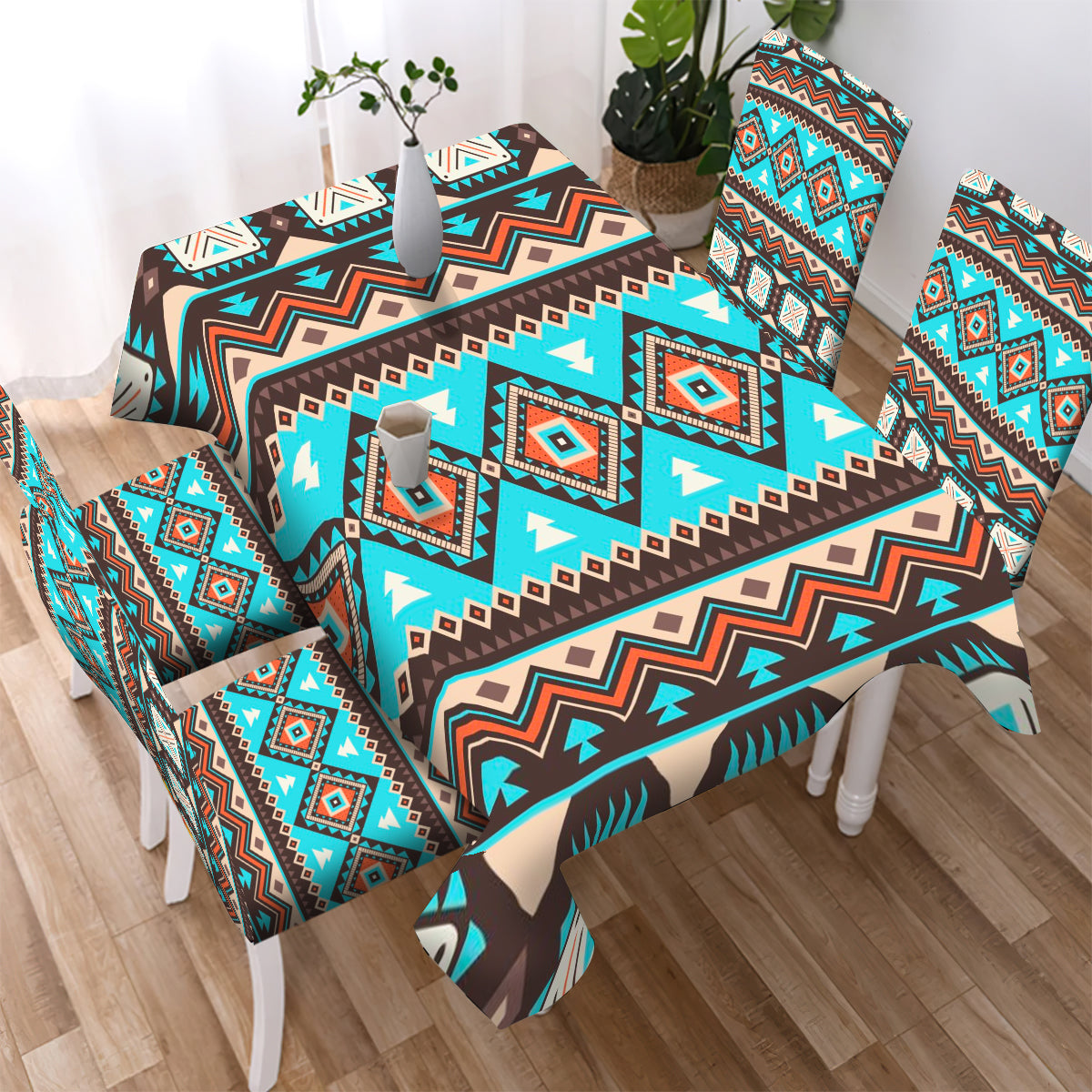 Blue Pattern Design Native American Tablecloth - Chair cover NBD