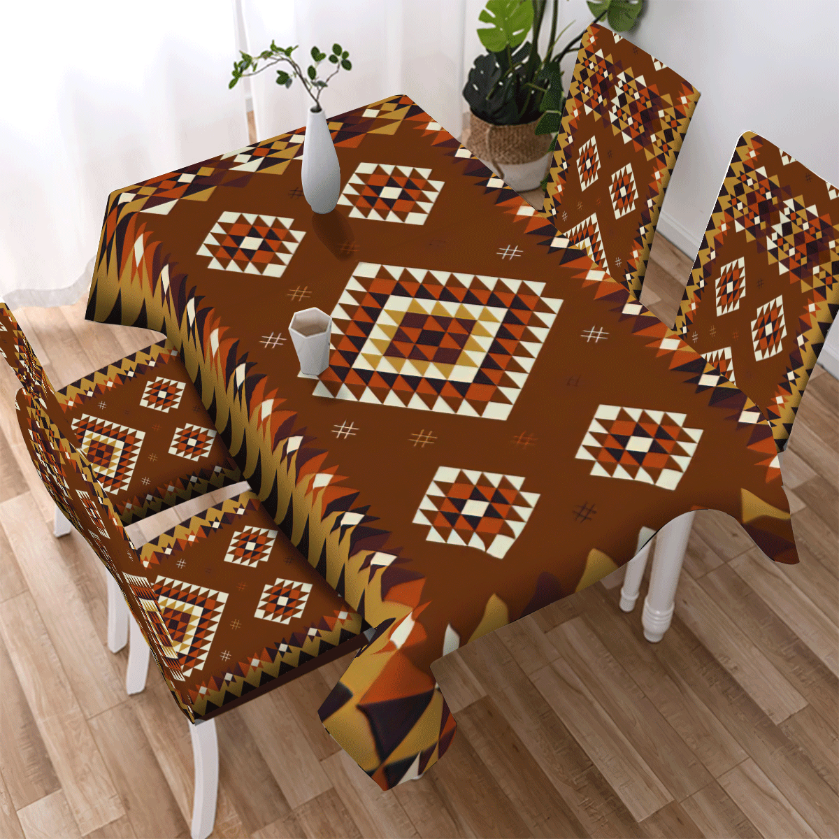 Native Chair Covers Brown Pattern Design Native American Tablecloth - Chair cover NBD ...