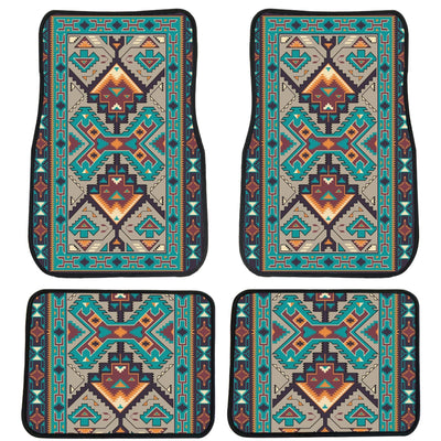 Tribe Blue Pattern Front And Back Car Mats