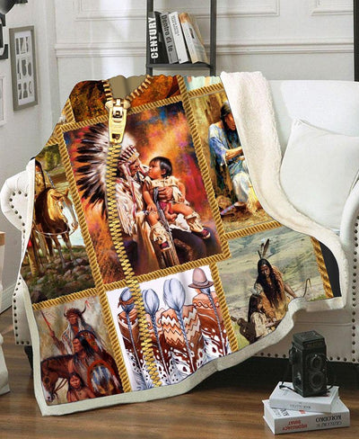 Indigenous Family Fleece Blanket