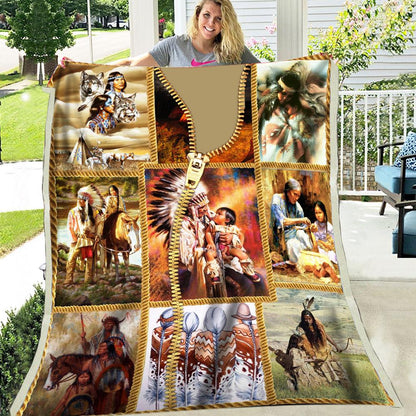 Indigenous Family Fleece Blanket