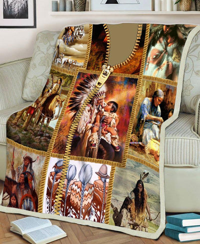 Indigenous Family Fleece Blanket