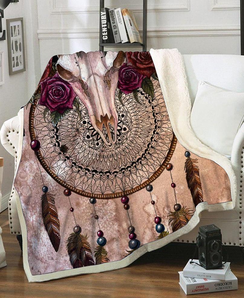 Dreamcatcher Rose Fleece Blanket