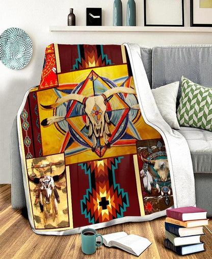 Native Buffalo Pattern Fleece Blanket