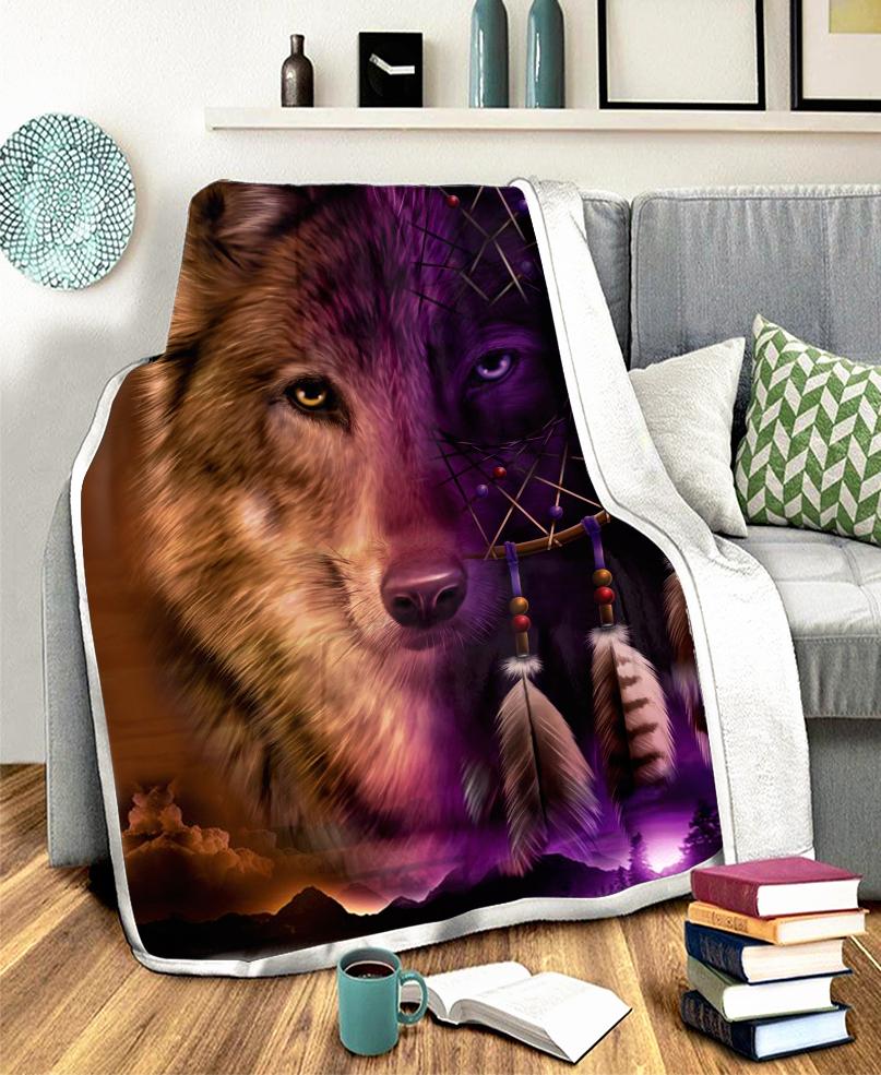 Wolf Native Fleece Blanket