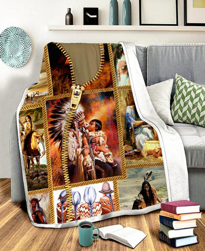 Indigenous Family Fleece Blanket