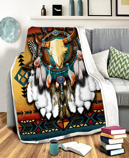 Native Bull Patterns Fleece Blanket