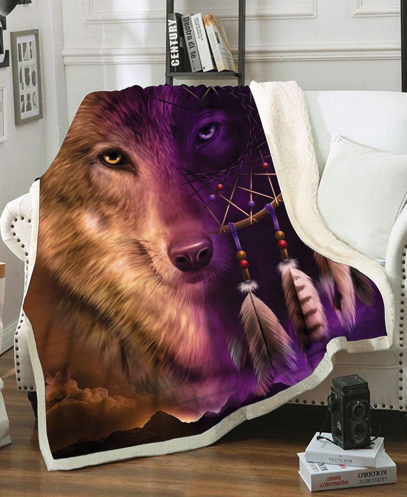 Wolf Native Fleece Blanket