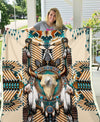 Buffalo Head Motifs Fleece Blanket