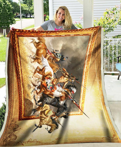 Native Warriors Art Fleece Blanket