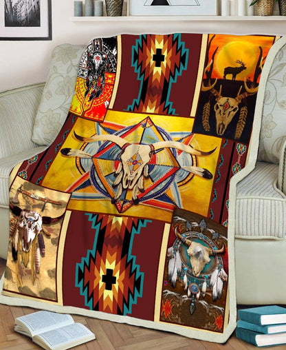 Native Buffalo Pattern Fleece Blanket