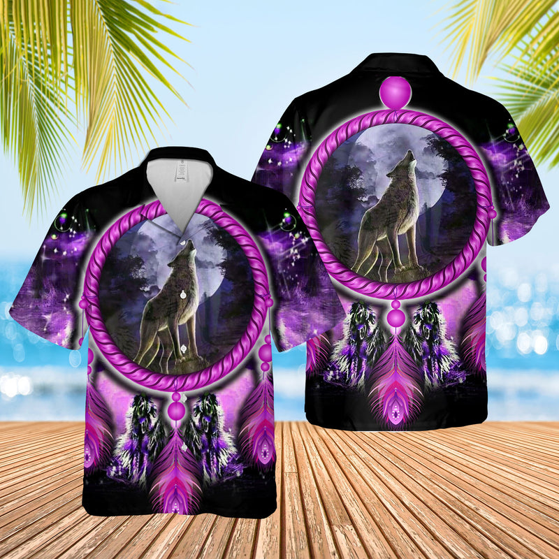 Native Wolf Violet Hawaiian Shirt NBD