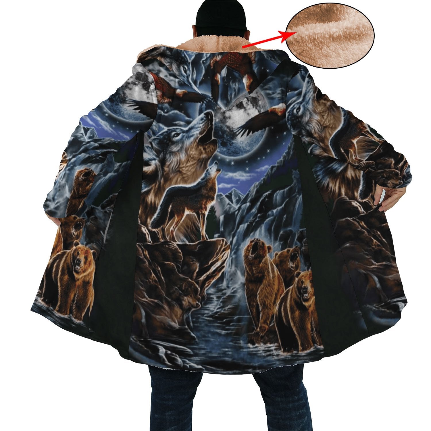 Black Wolf Native American Dream Cloak, Wolf Cloak, Native American Indian Cloak, Native American Costume Hooded Coat, Viking Dream Cloak high quality