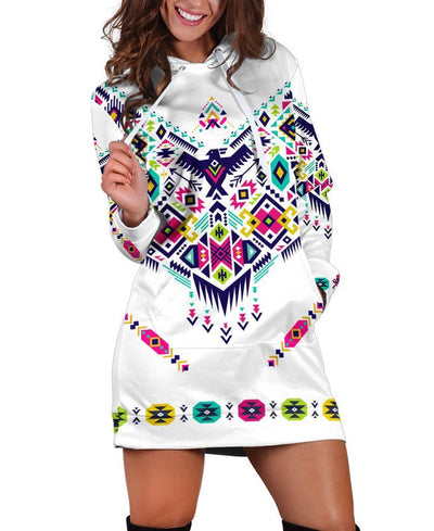 Native White Background Hoodie Dress