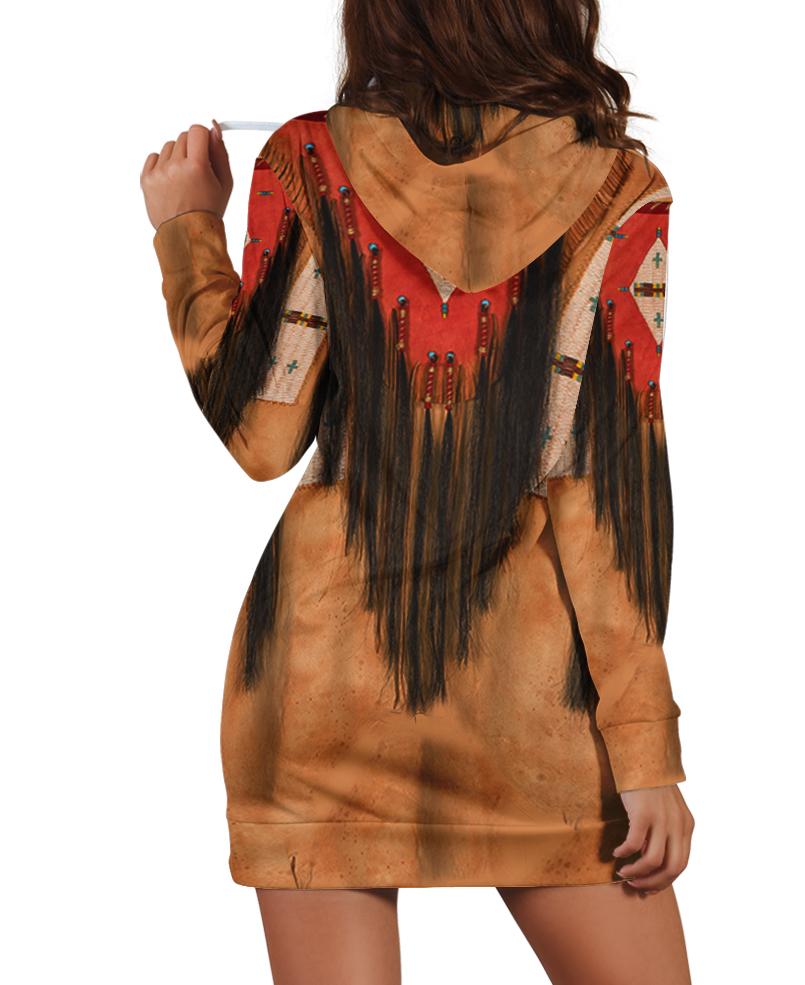 Native Brown Hoodie Dress