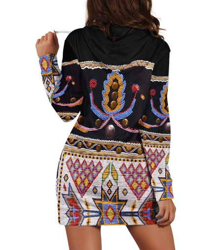 Native Feature Motifs Hoodie Dress