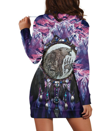 Purple Bear Dream Hoodie Dress