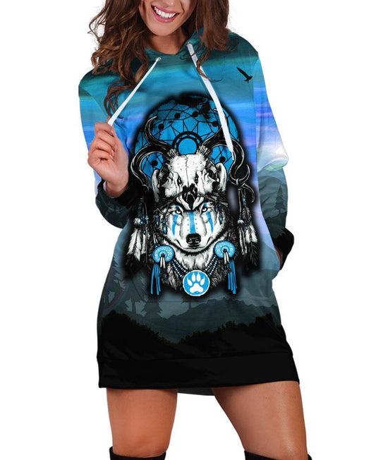 Lovely Wolf Dream Hoodie Dress