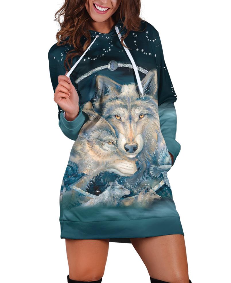 Lovely Wolves Hoodie Dress